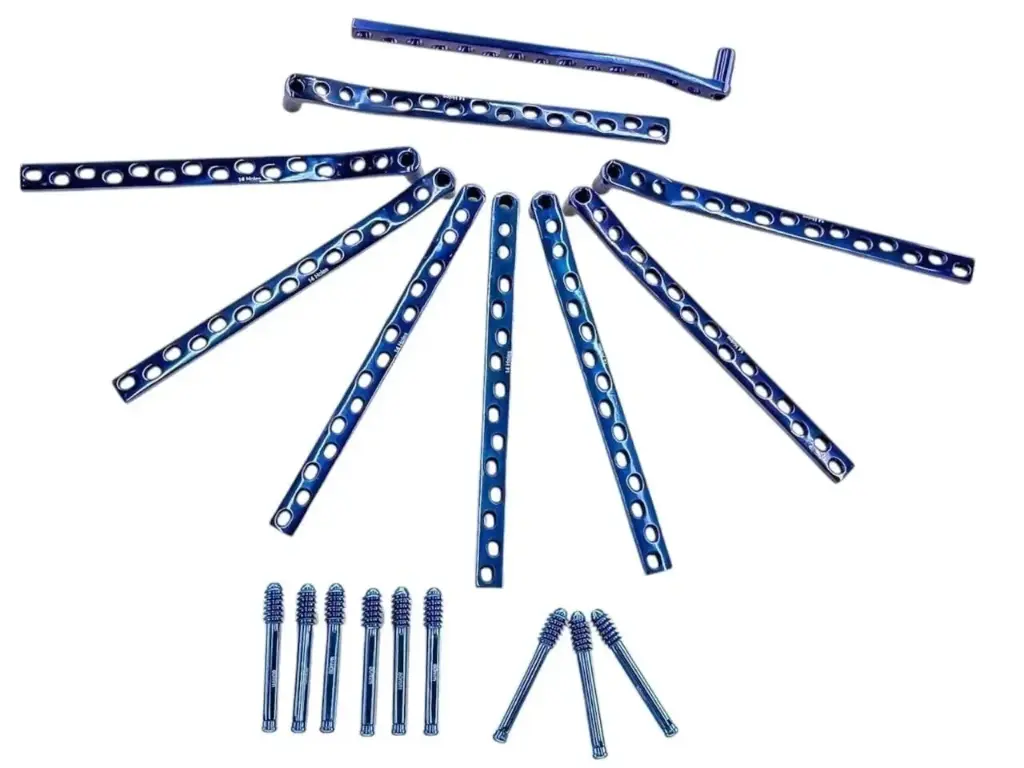 Orthopedic DHS-DCS 9Pcs Plate & 9 Pcs Leg Screw titanium 18 pcs set